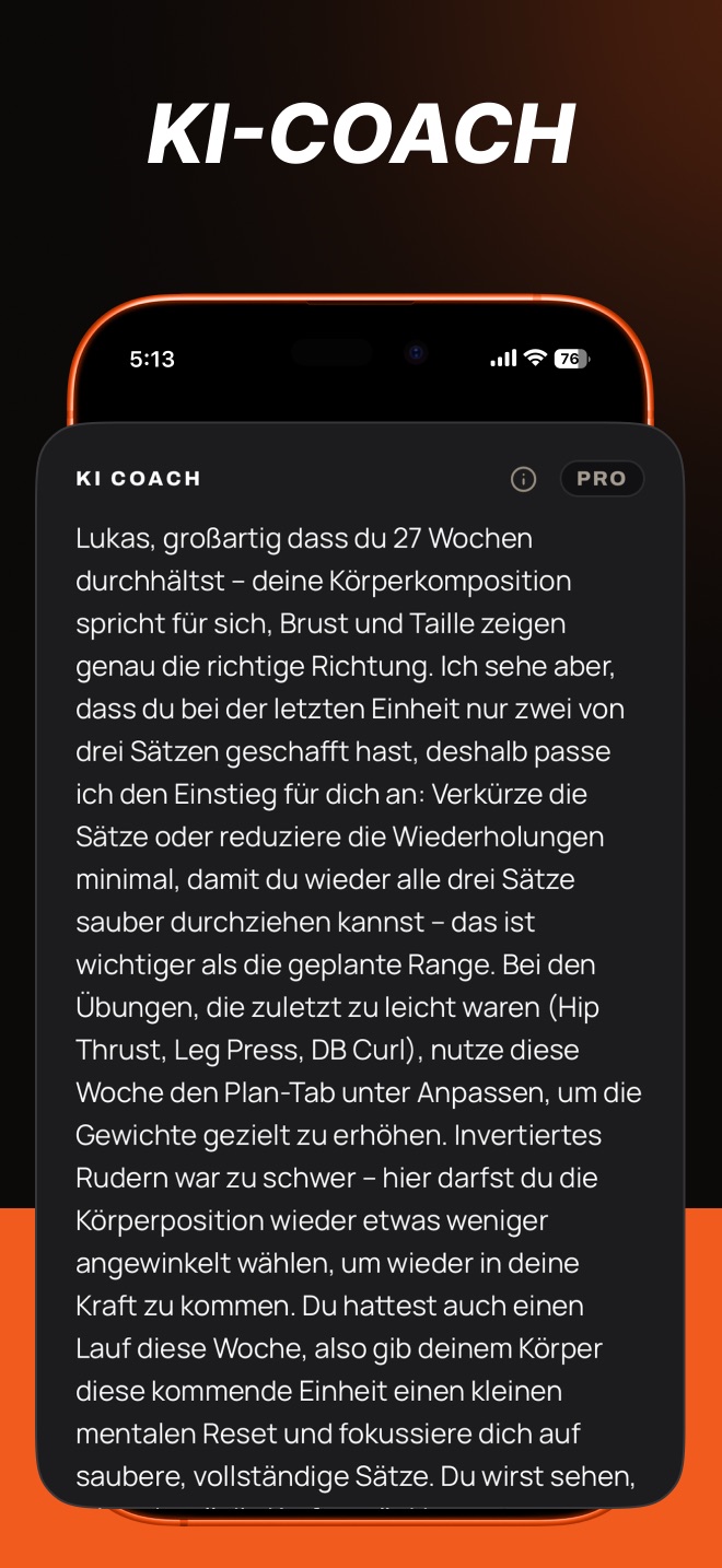 KI-Coach mit persönlicher Wochen-Analyse und konkreten Anpassungen